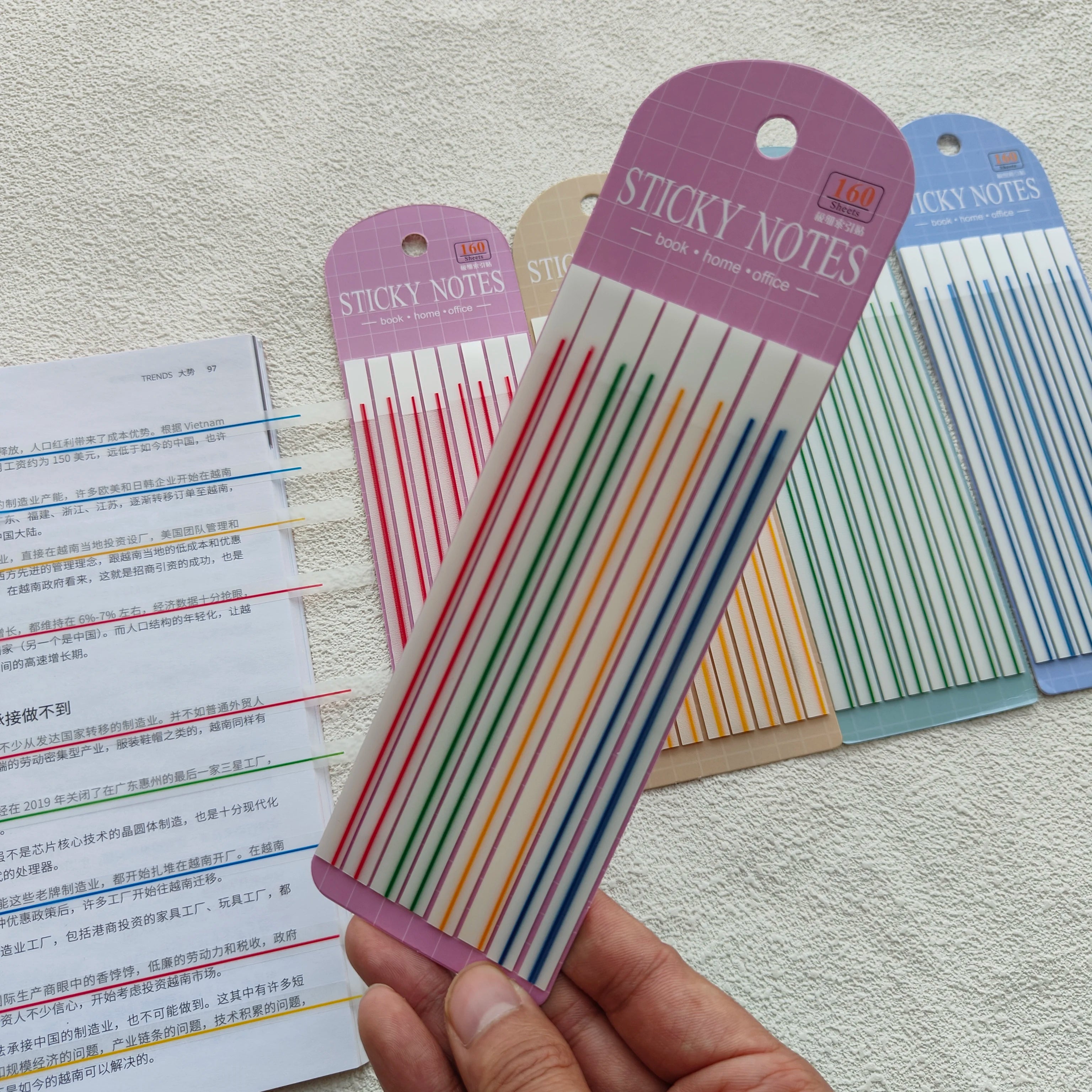 KindFuny 5 Packs Transparent Sticky Notes Self-Adhesive Reading Book Annotation Notepad Bookmarks Memo Pad Index Tabs Cute