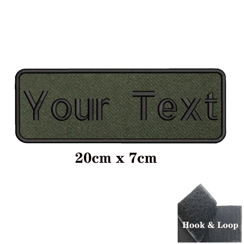 1PC Custom Personalized Name number Patch Stripes Badge tags chevrons Armband Iron On Or Hook Loop embroidered Military green