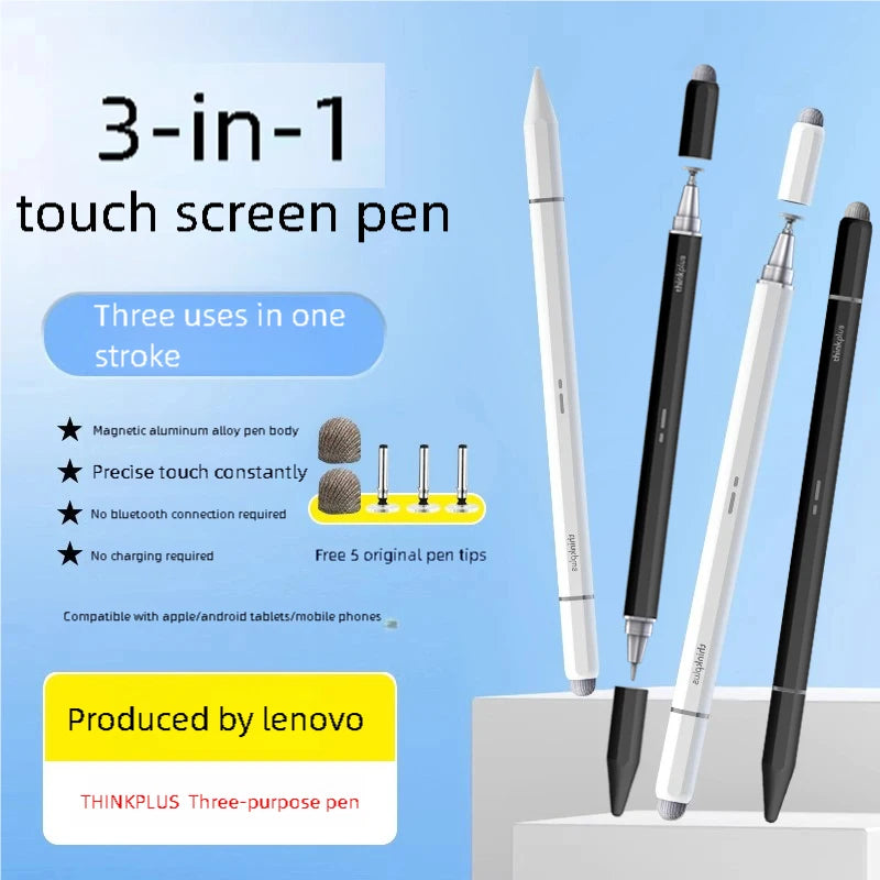 Lenovo Universal BP28 Stylus Pen for Android & iOS Tablets Compatible with iPad Huawei Xiaomi Samsung - Three Tips Included