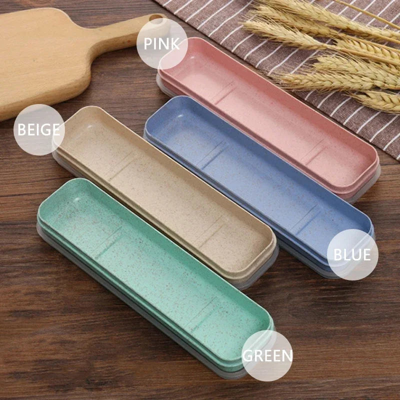 Portable Travel Tableware Eco-friendly Storage Box Case Food Grade Dinnerware Kitchen Fork Spoon Box Kid Cutlery Set Organizer