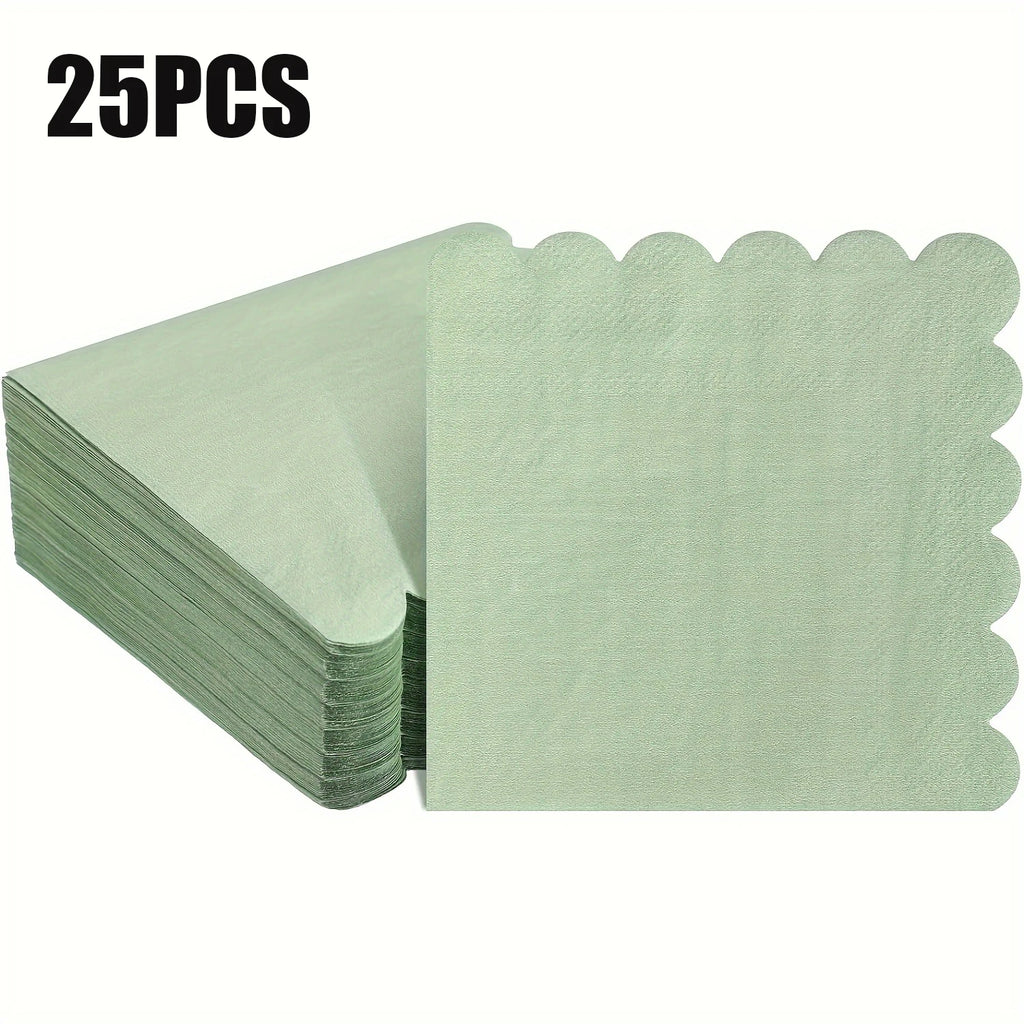 25/50/100Pcs 25X25cm Green Paper Napkin Soft Handkerchief Romantic Wedding Banquet Square Table Napkins Dinner Party Decoration