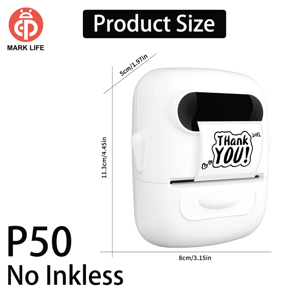 Marklife Thermal Label Printer P50 Mini Protable Bluetooth Stickers Self-adhesive Printer For Kitchen Office To Gift/Marking/Tag