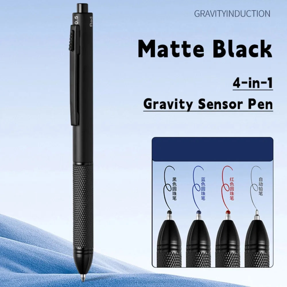 Fashion Metal Gravity Sensor Pen 4 in 1 Press Type 3Colors Ballpoint Pen Mechanical Pencil School Office