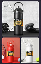 Portable Thermos with Straw 304 Stainless Steel Thermal Mug Tumbler Coffee Cup Sports Vacuum Flasks Cold and Hot Water Bottle