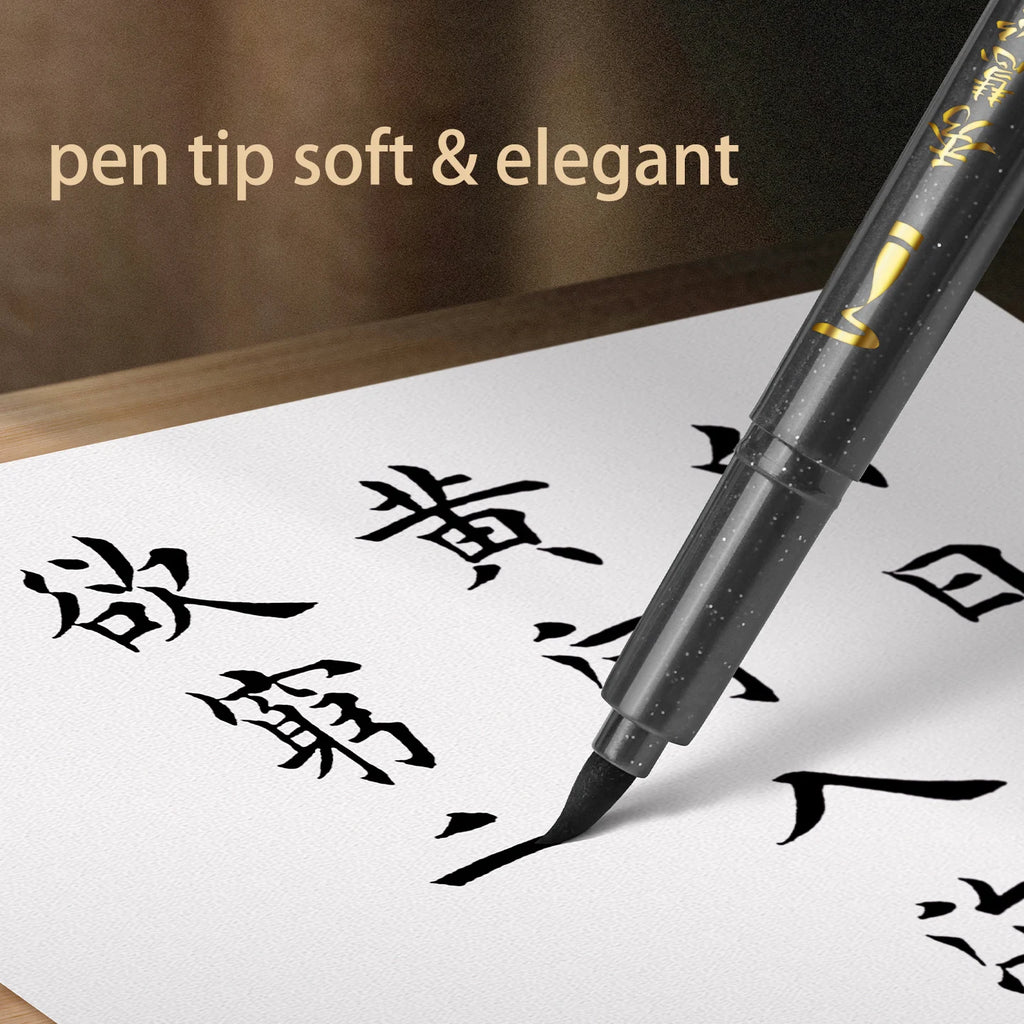 BAOKE 4-Size Calligraphy Pen Set for Writing, Drawing & Hand Lettering, Black Ink Brush Markers for Art, Calligraphy, Sketching