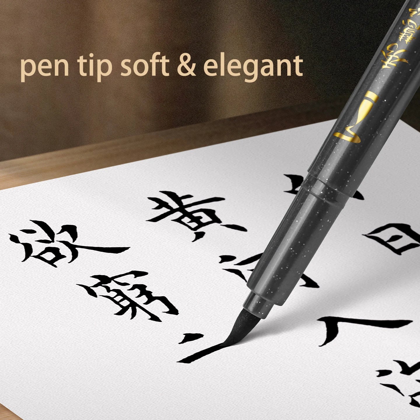 BAOKE 4-Size Calligraphy Pen Set for Writing, Drawing & Hand Lettering, Black Ink Brush Markers for Art, Calligraphy, Sketching