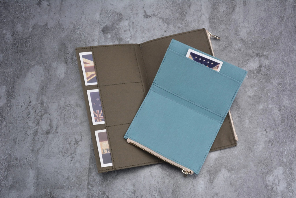 Canvas Zipper Card Holder for Travel Notebook, Canvas Storage Bag File Folder Refill Insert for Standard Journals Stationery