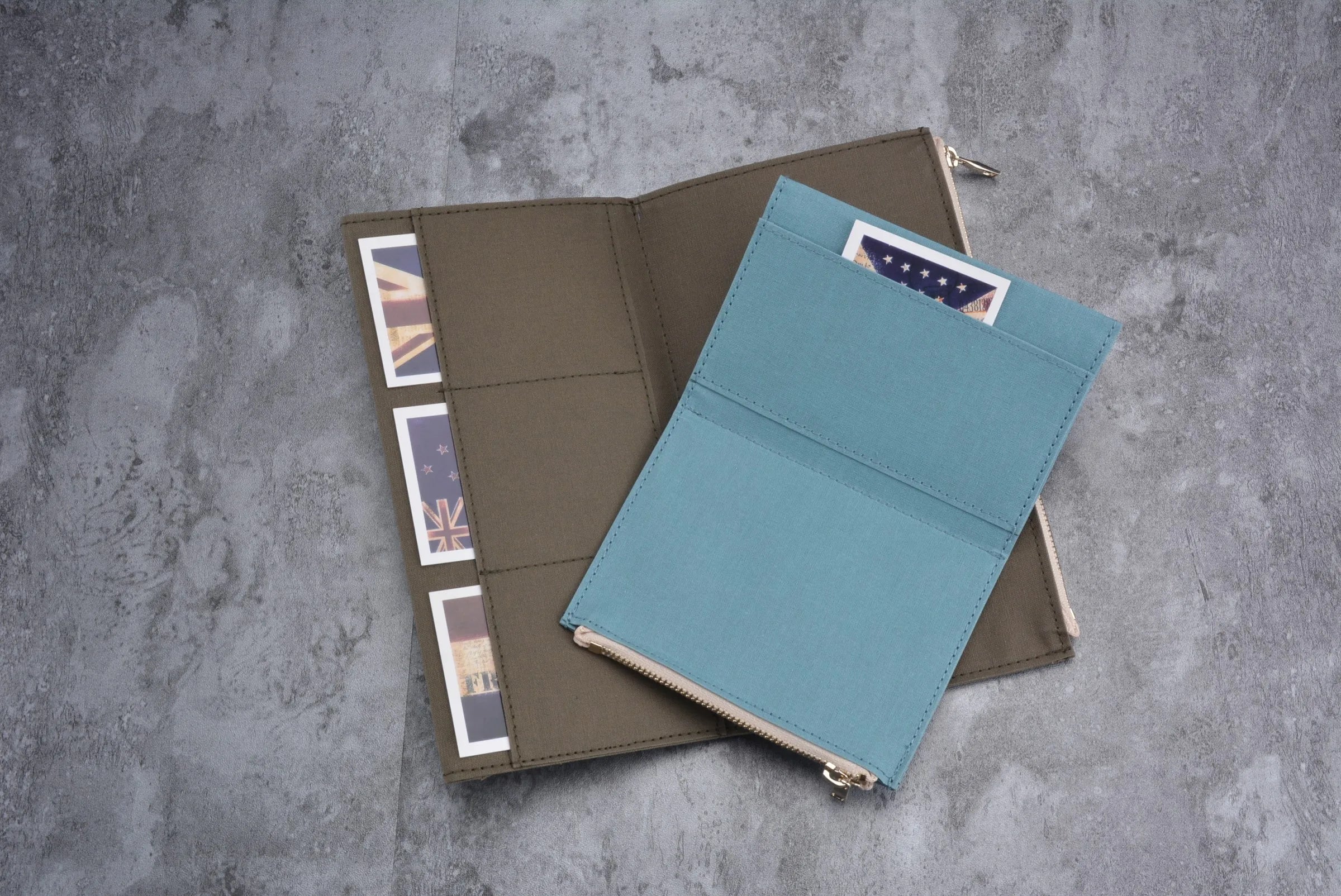 Canvas Zipper Card Holder for Travel Notebook, Canvas Storage Bag File Folder Refill Insert for Standard Journals Stationery