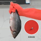 Latex Dish Washing Gloves Lined with Flocking Thick Nonslip Kitchen Housework Cleaning Gloves Washing Clothes Rubber Red Gloves