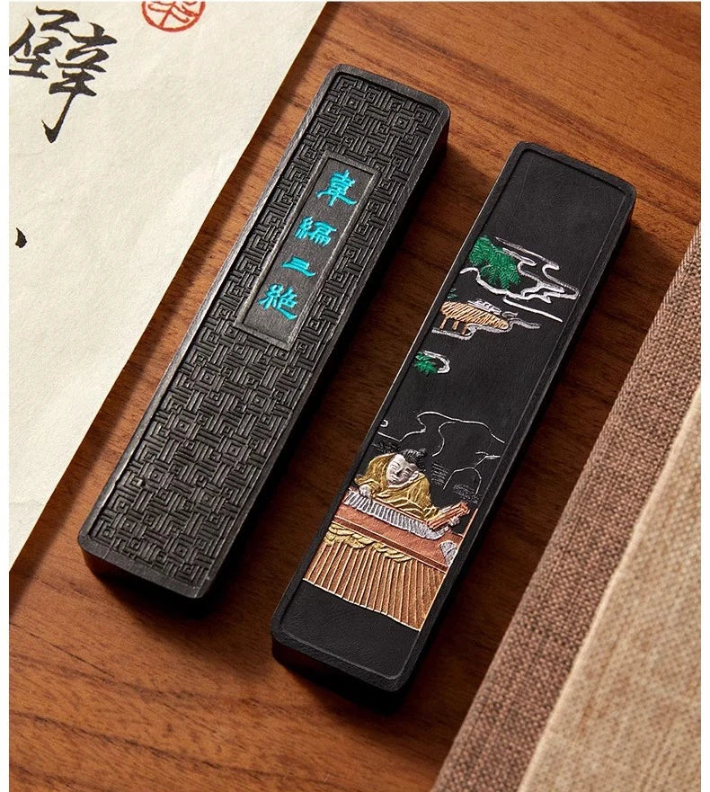 Traditional Chinese Sumi Ink Stick Black Color Inkstick Calligraphy Writing Painting Ink Bar Watercolor Fabric Paint Ink Block