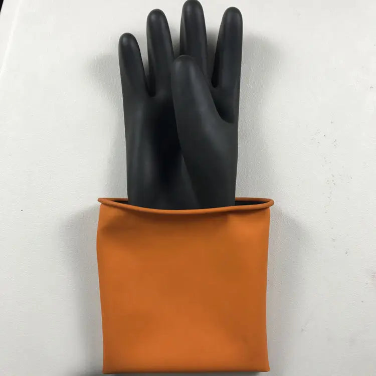 Acid and alkali resistant black lengthened anti-corrosion waterproof industrial latex thickened rubber gloves