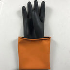 Acid and alkali resistant black lengthened anti-corrosion waterproof industrial latex thickened rubber gloves