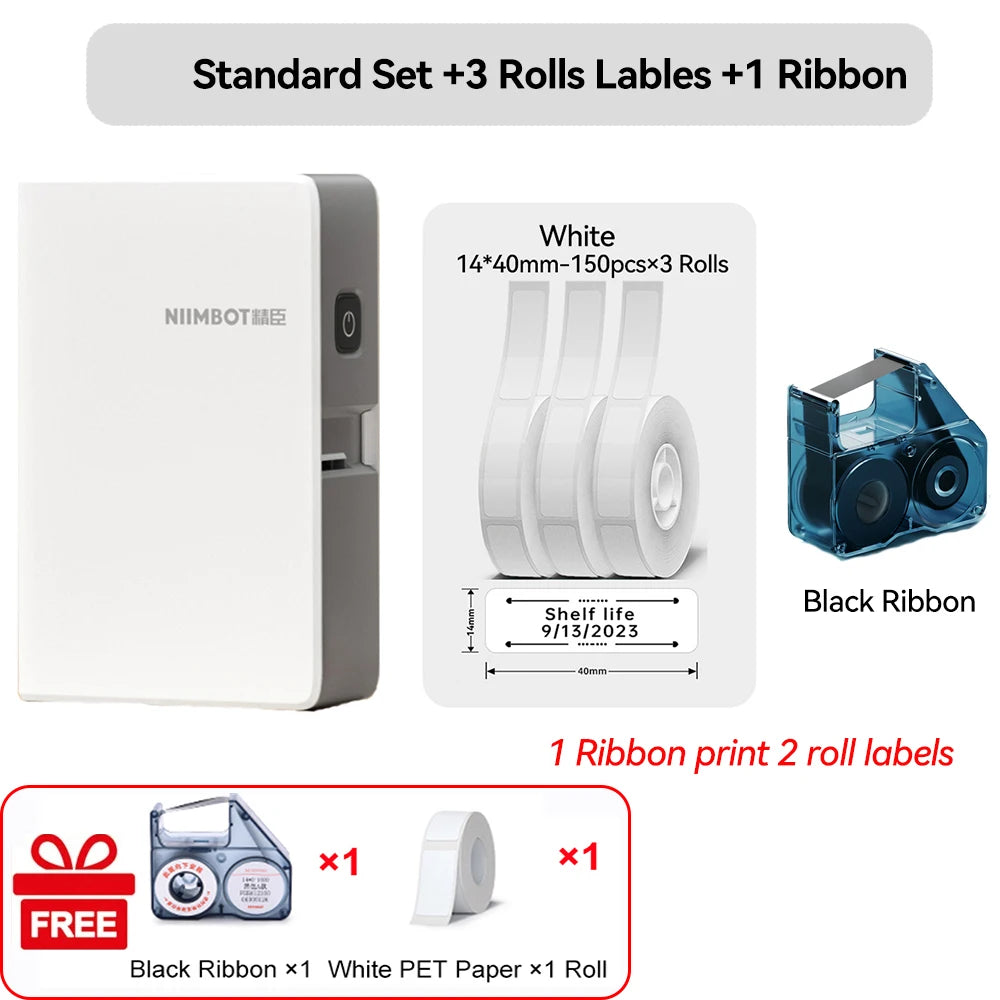 Niimbot N1/B18 Thermal Transfer Label Printer Label Maker with Black Ribbon Paper Tag Sticker for Home Office Jewelry Garden
