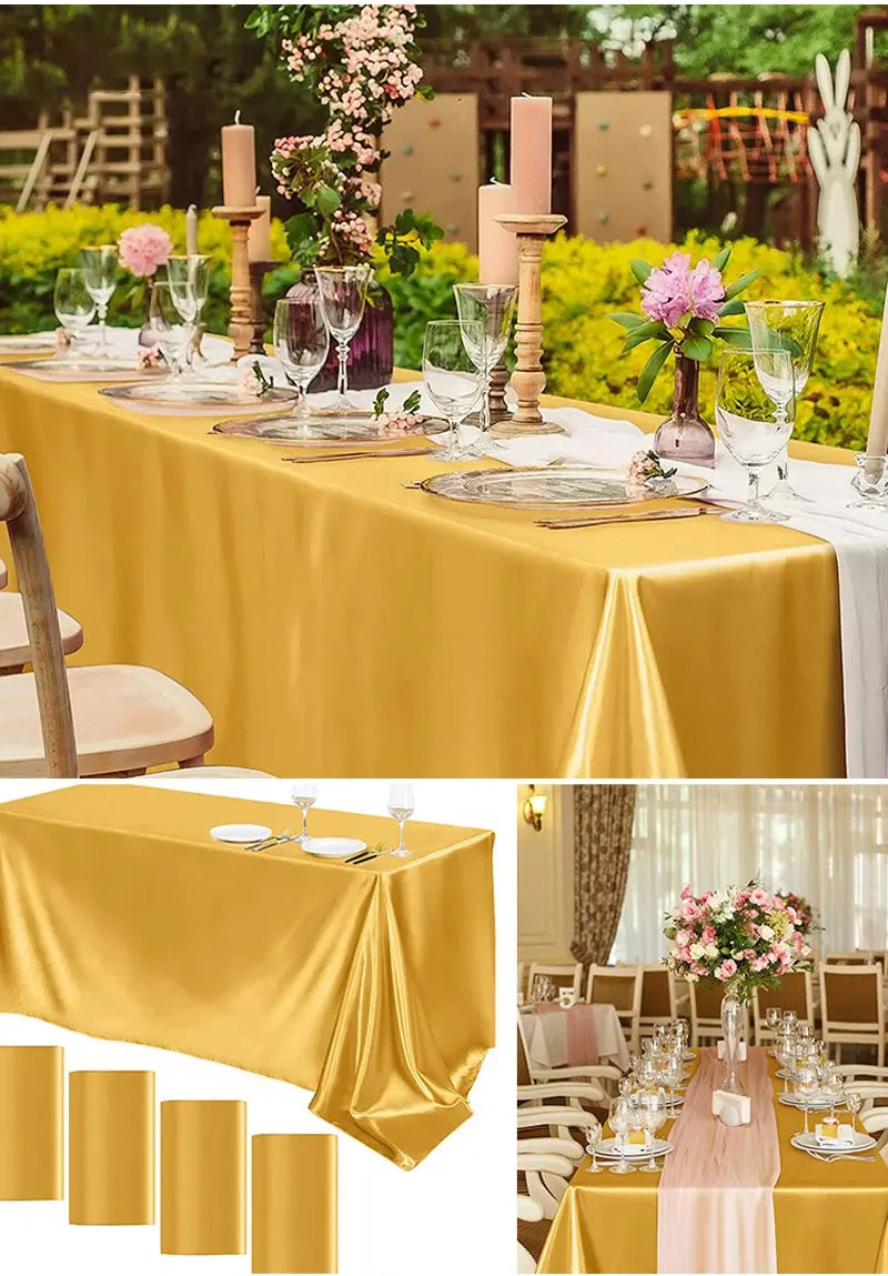 Rectangle Wedding Satin LargeTablecloth Bright Smooth Silk Table Cover Christmas Anniversary Dining Party high-end Table Decor