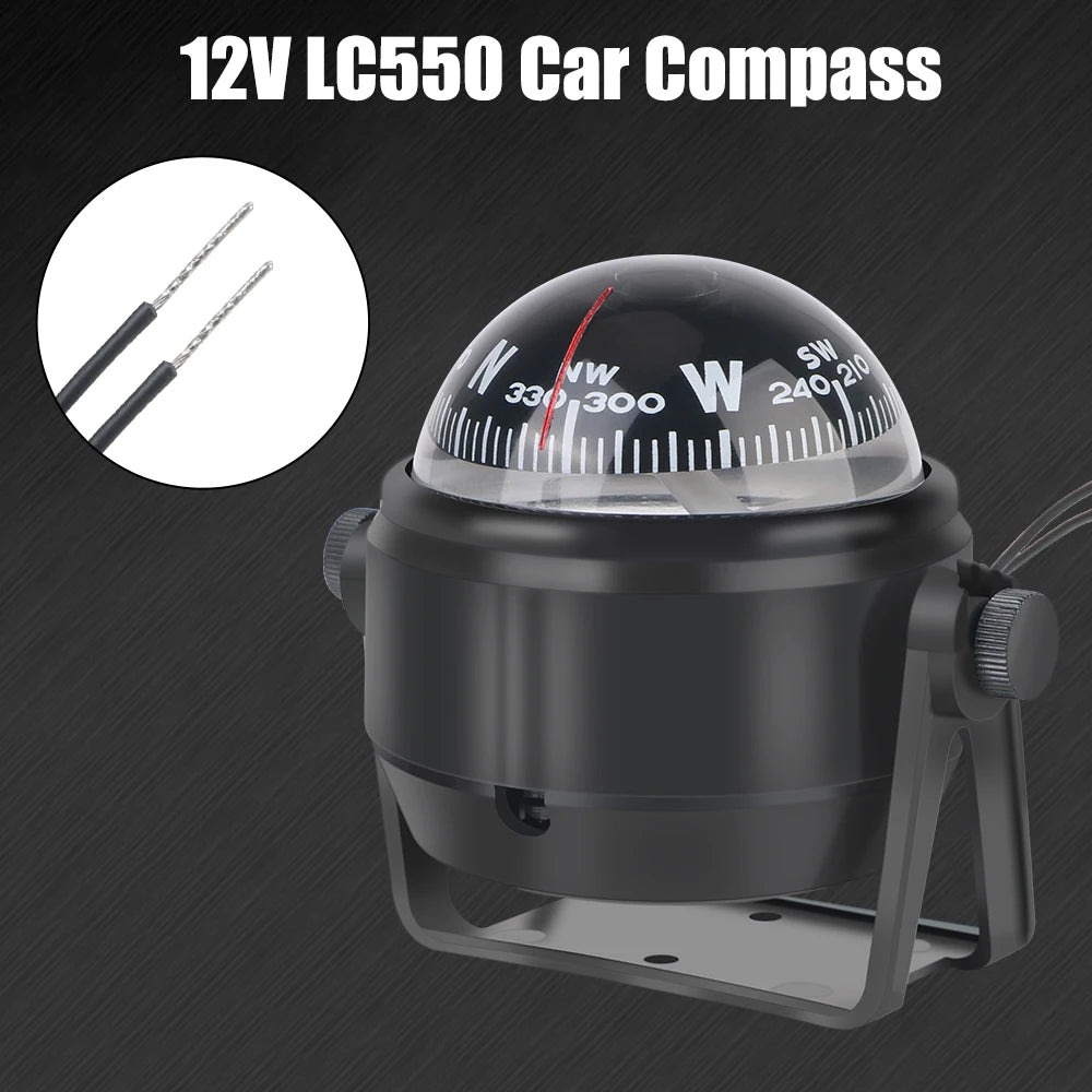 Waterproof 12V Boat Compass With Electronic LED Light Nautical Compass Navigation Positioning LC550