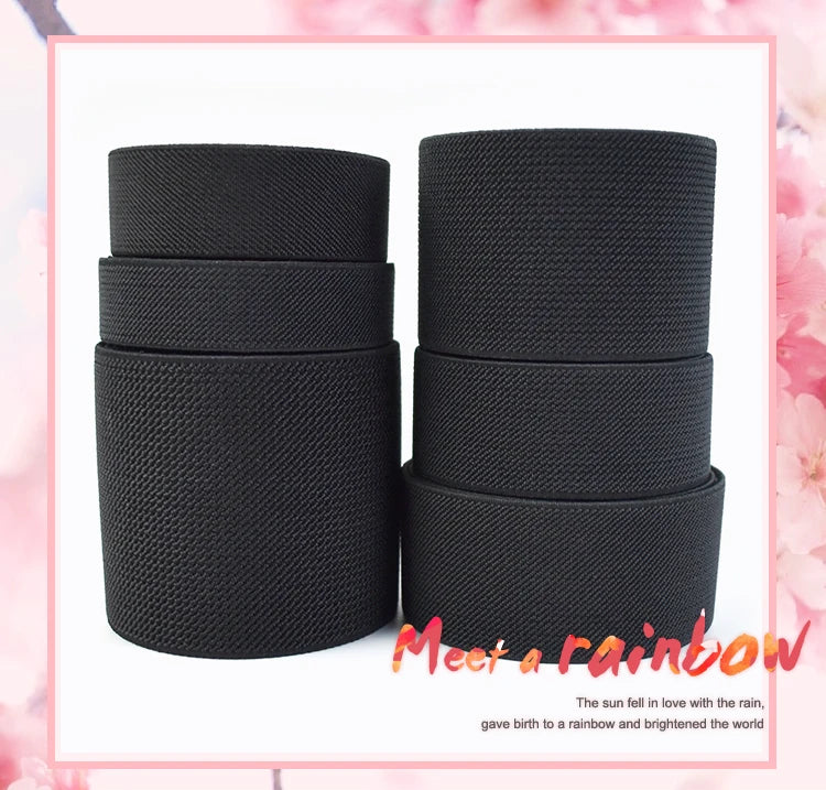 1/2/3/5M 10-80mm Black Elastic Band Nylon Rubber Bands At The Meter Apparel Sewing Bungee Cord Belt Spring Webbing Tape Supplies