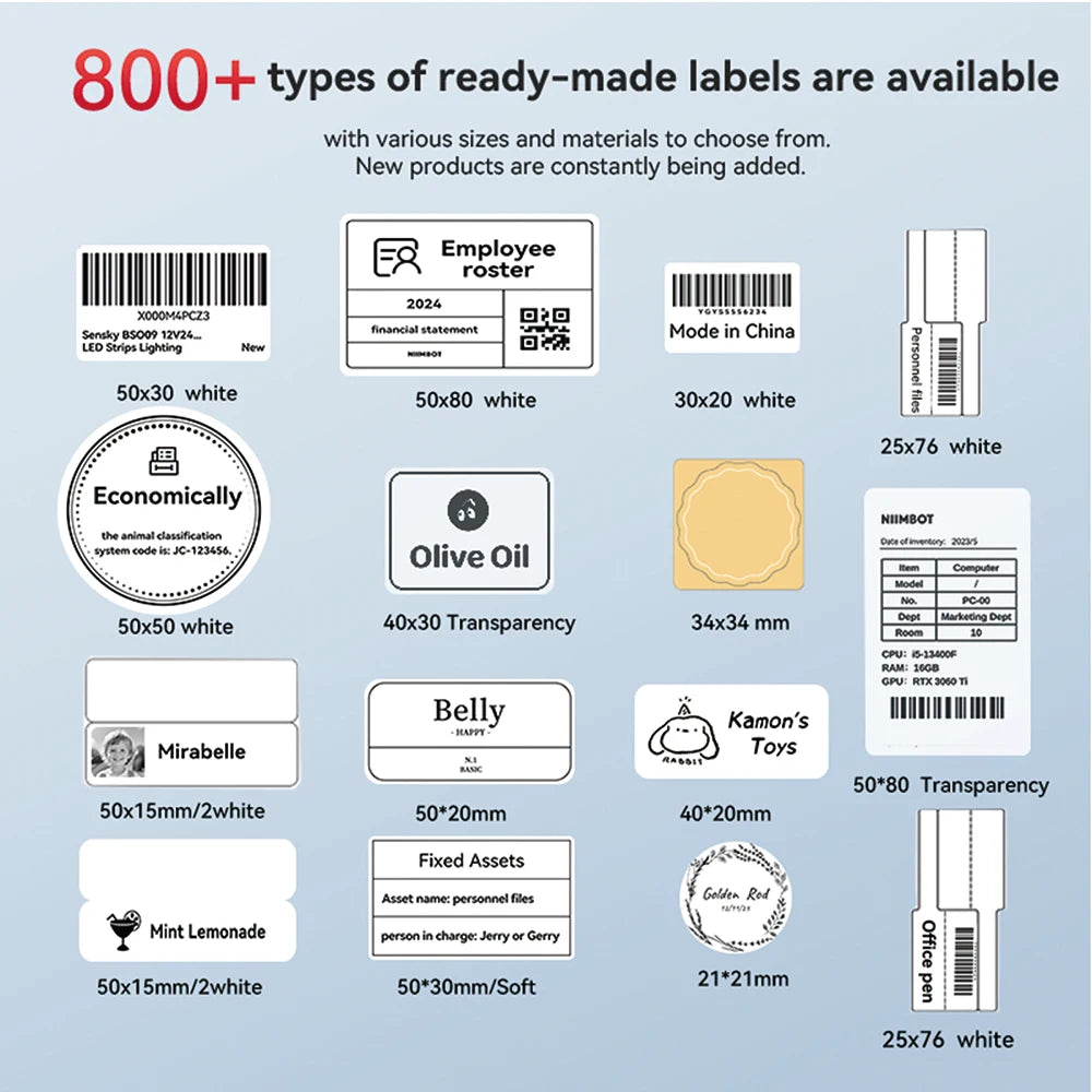 Portable Niimbot B1 Wireless Label Maker Adhesive Sticker Printer Labeling Machine DIY 20-50mm Labels for Office Home