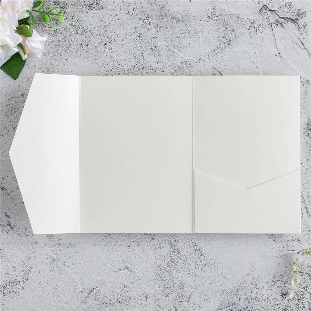5pcs 18x13cm Pink Envelopes for Wedding Invitation Birthday Anniversary Thick Tri-Fold Envelope Greeting Card Pocket Envelope