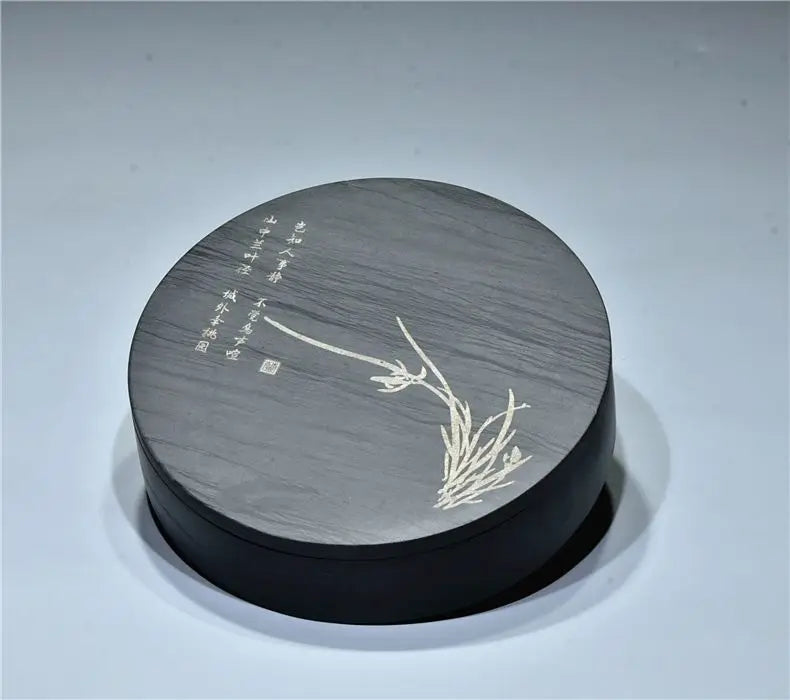 She Ink Slab With Lid Tai Chi Inkstone Water Grain Stone for Calligraphy Brush Writing Practice Painting Ink Grinding Stationery