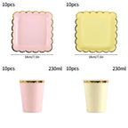 10pcs/set Disposable Birthday Tableware Cup Paper Plate Straws Birthday Party Wedding Decoration Kids Baby Shower Party Supplies