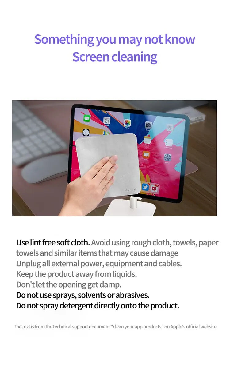 2PCS For Apple Polishing Cloth Microfiber Cleaning Wiper 16cm Original Phone Screen Cleaner Polish Cloth for iPhone iPad Tablet