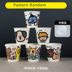 25pcs 90 Caliber Disposable Coffee Cups Fresh Milk Hot Drink Thickened Cartoon Paper Cup Milk Tea Takeaway Packag Cup with Lid