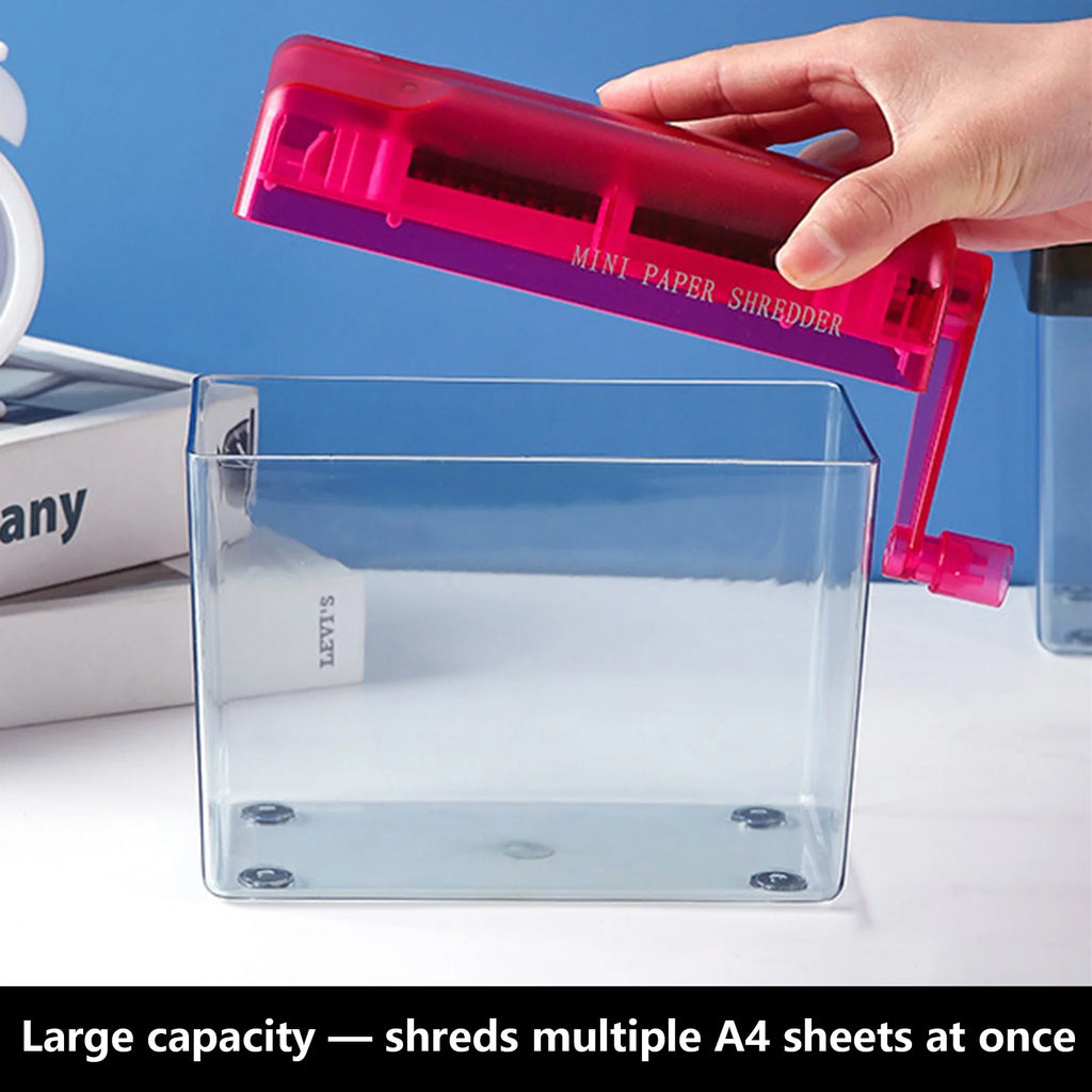 Hand Shredder Hand Crank Portable Mini Paper Cutting Tool Transparent Documents Paper Cutting Tool Birthday Gift Home Office