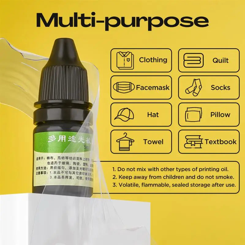 5ml Blue Red Black Ink Textile Clothes Ink Special Ink For Students Kids Name Stamp Printing On Clothing Waterproof Not Fade
