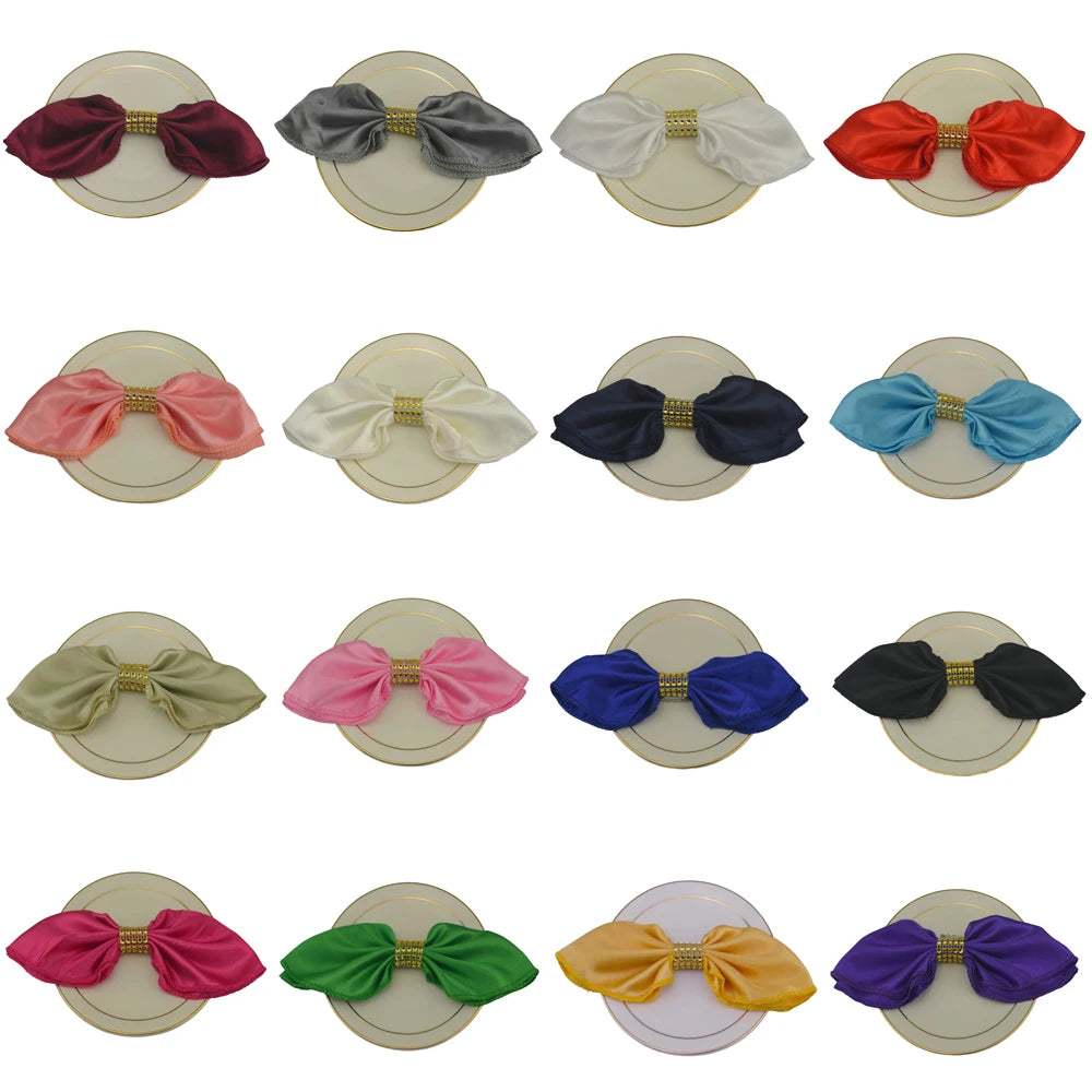 12pcs 45x45cm Satin Table Napkins Soft Cloth Handkerchief For Wedding Party Decors Birthday Christmas Home Tea Towel Napkin