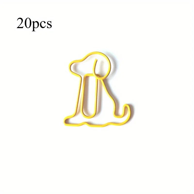 20pcs Colorful Animal Paper Clips - Cute Sitting Dog Design, Iron Material, Perfect for Office Organization
