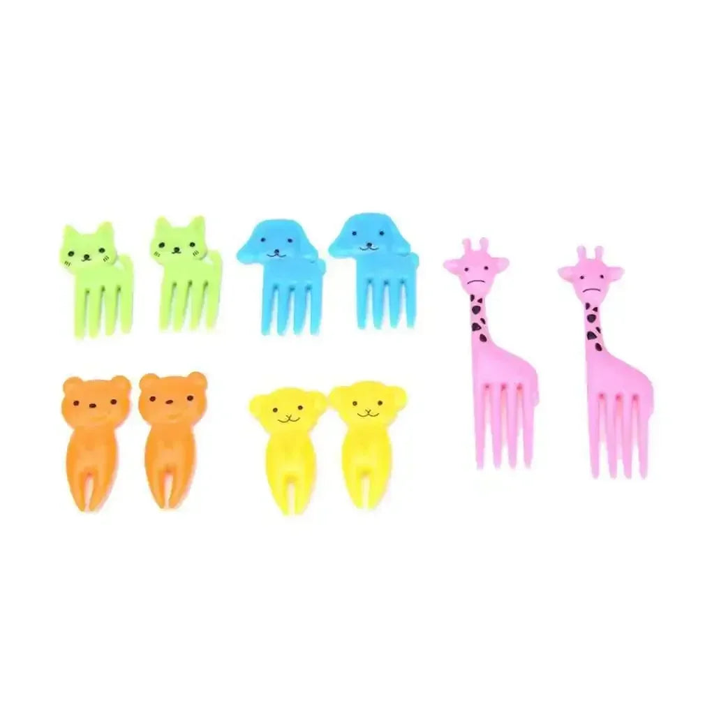 10pcs Animal Farm Fruit Fork Mini Cartoon Children Snack Cake Dessert Food Pick Toothpick Bento Lunches Party Christmas gift