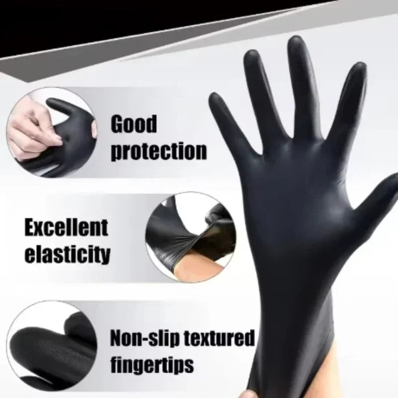 Portable Black Composite Nitrile Rubber High-Elasticity Disposable Gloves Food Work Latex Gloves Cleaning Waterproof Gloves