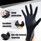 Portable Black Composite Nitrile Rubber High-Elasticity Disposable Gloves Food Work Latex Gloves Cleaning Waterproof Gloves