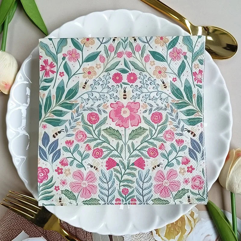 20pcs 33cm 2Layer New Full Version Floral Pattern Napkins Party Creative Decorative DIY Paper Restaurant Paper Picnic Mat