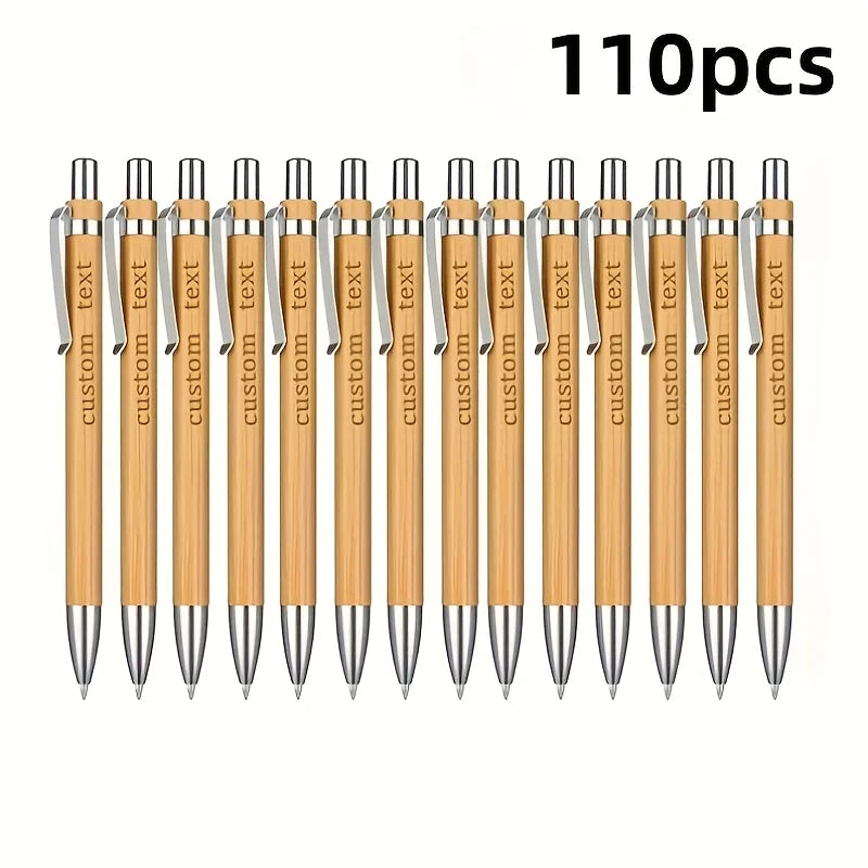 20/50/110PCS Customizable Bamboo Ballpoint Pens Smooth Writing Ideal for School Teachers Offices Advertising Promotional Pens