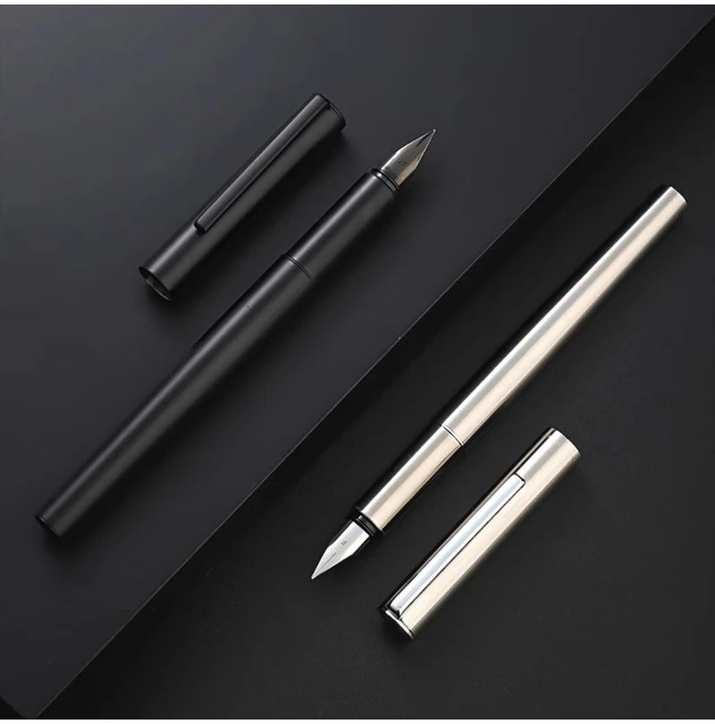 High Quality 0.38mm Extra Fine Nib Fountain Pen Stainless Steel Extremely Black Metal Business Office Writing Calligraphy Pens