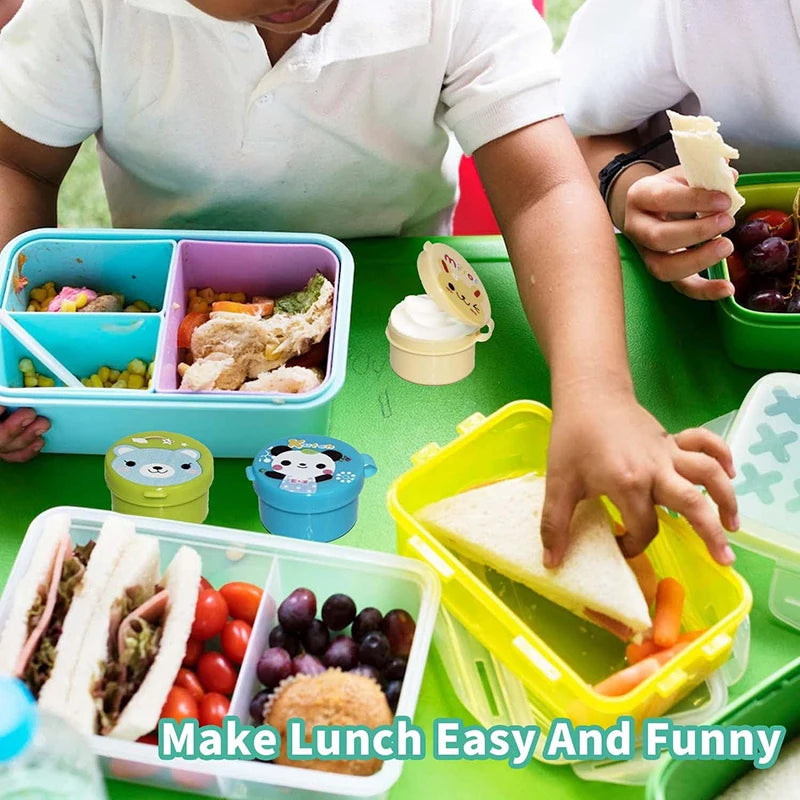 Mini Fruit Forks For Children Kids Cute Animal Food Picks Snack Toothpicks With Vegetable Cutter Set Silicone Lunch Box Dividers