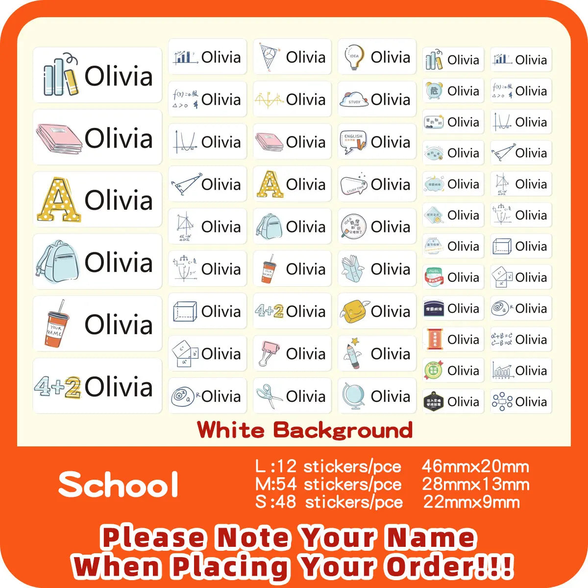 Custom Transparent Self-adhesive Baby Name Sticker Customised Kindergarten Tag in Hebrew Personalized Waterproof Stickers Label