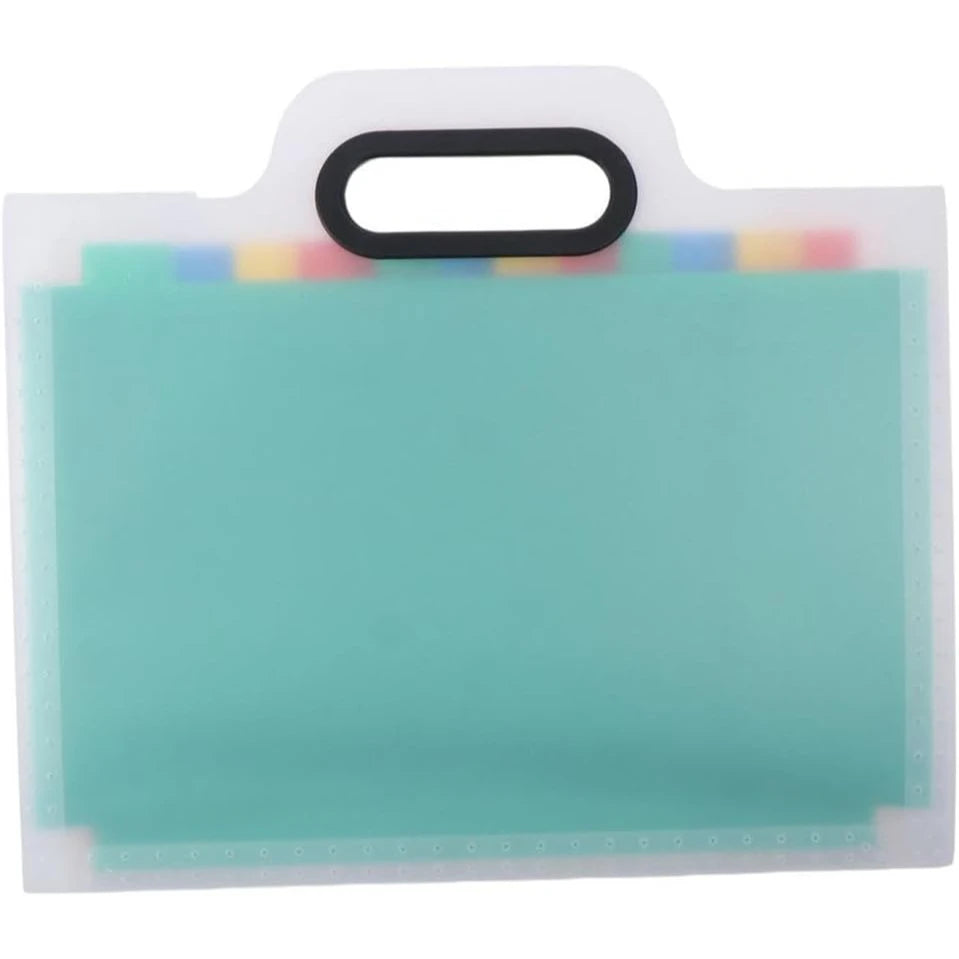 1 Piece 13 Flap Pocket Pants Expandable Folder With Handle, A4 Size Black And White Portable Accordion Folder