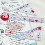 4pcs New Acrylic Ruler Set Red Kitten/Green Puppy Measurement Drawing Stationery Straight Ruler Set Square School Office