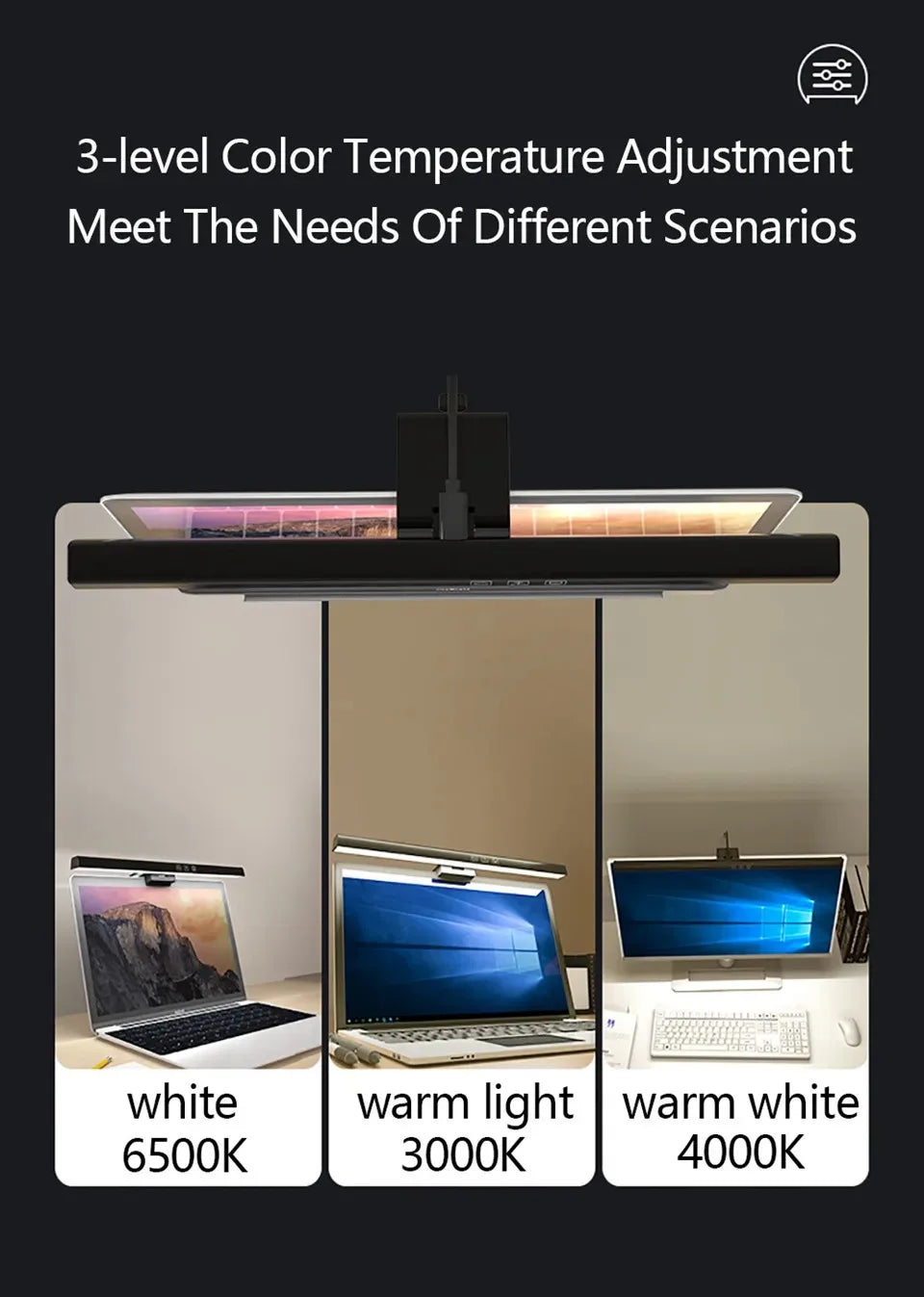 LED Desk Lamp Monitor Light Bar PC Computer Dimmable Screen Light 33cm 50cm Office Study Reading Hanging Table Lamp USB Powered