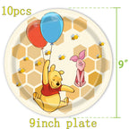 Winnie The Pooh Birthday Party Decoration Plates Napkins Table Cover Balloons Banner Baby Shower Serves 10 Guests Baby Shower