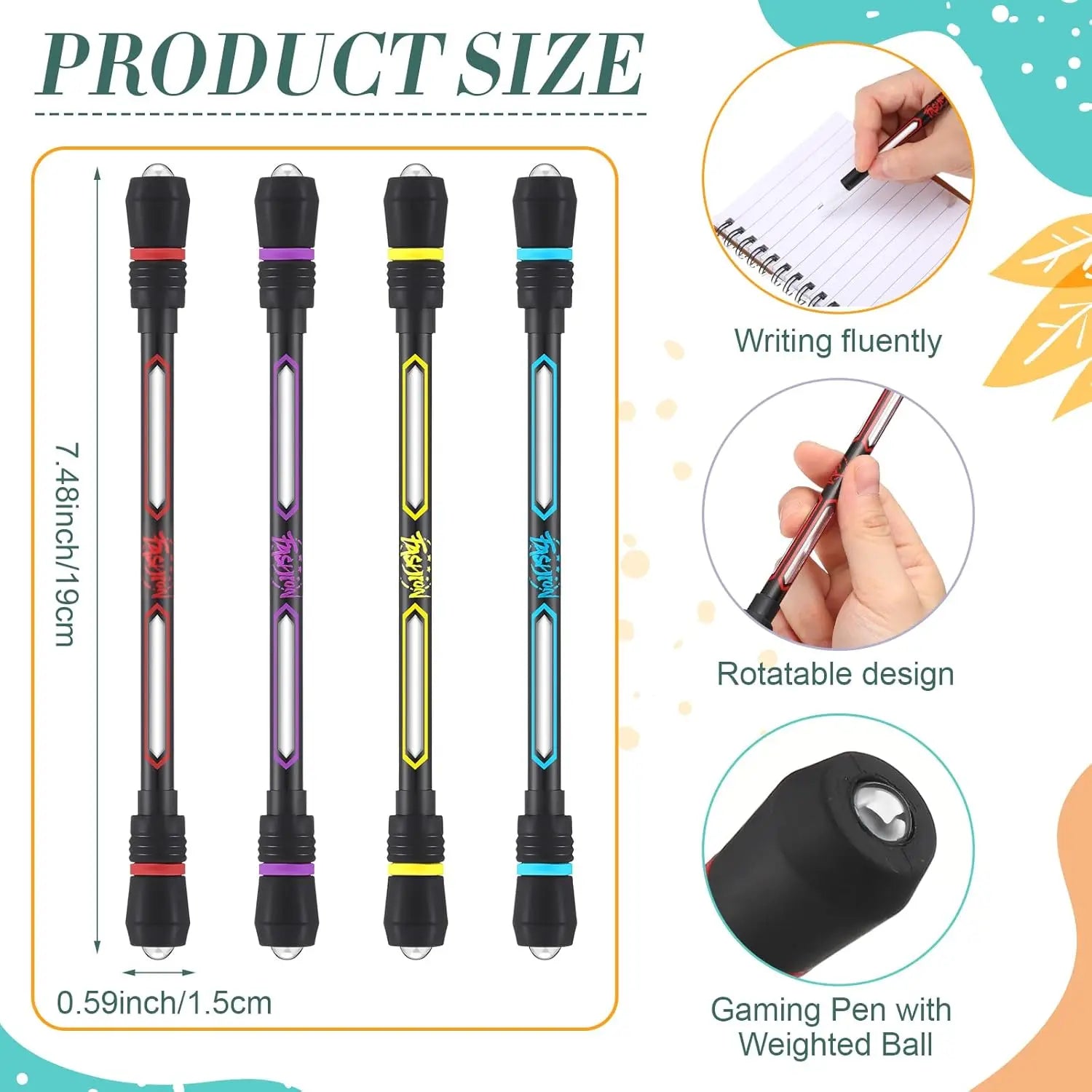 4/1Pcs Spinning Pen Rolling Finger Rotating Pen Gaming Trick Pen Stress Releasing Brain Training Toys for Kids Adults Students
