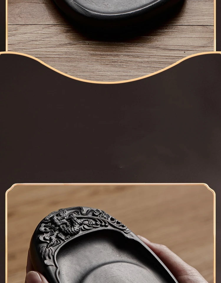 Calligraphy Inkstone Natural Raw Stone Duan Inkstone Chinese Style Brush Writing Painting She Inkstone Vintage Desktop Ornaments
