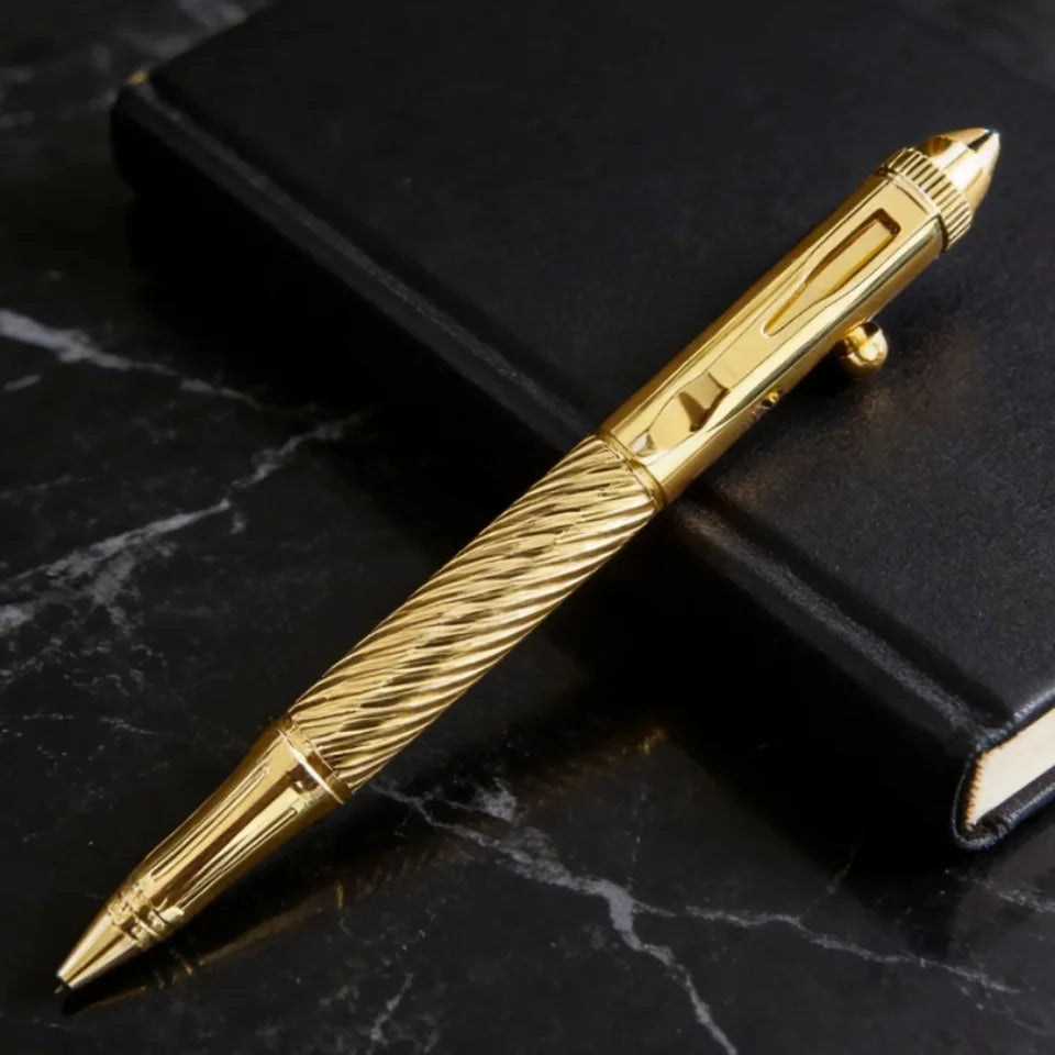 1Pc Brass Pen with a Tungsten Steel Nib, Heavy Metal Feel, Retro Design, Suitable for Business and Office Use, Rotating and Retractable, for Students/Organizations, Holiday Gifts, Valentine's Day, Back-To-School Season, Schoo