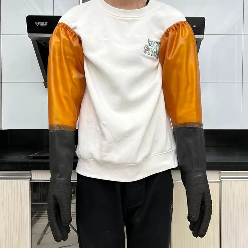 Sandblasting machine hand sleeve thickened wear-resistant rubber latex water and acid and alkali resistant gloves