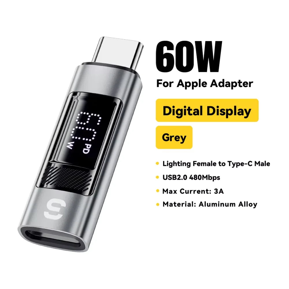Essager Type C to Lighting OTG Adapter Digital Display Fast Charging Type-C Female To Lightning Male Connector For iPhone 15 14
