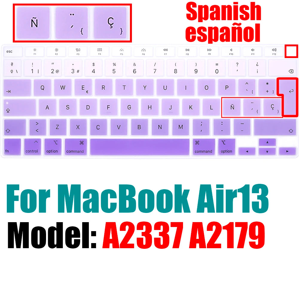 Spanish Keyboard Cover for MacBook Air 13.6 15.3 inch A2681 A2941 A2337 M3 M2 M1 Pro14" 16" A2442 A2779 A2918 A2992 A2485 A2991