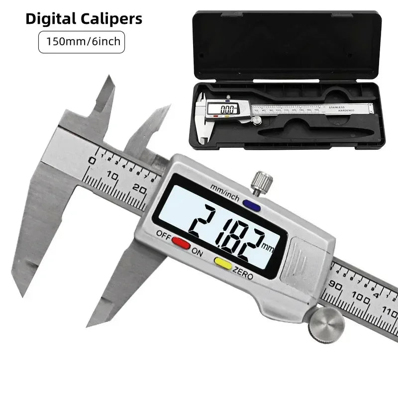 New Stainless Steel Digital Caliper 6" 150mm Measuring Tool Vernier Calipers Ruler Messschieber Paquimetro Measuring Instrument