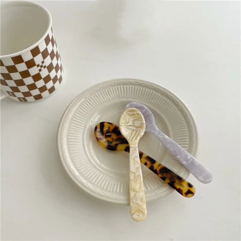 Colorful Acrylic Ice Cream Spoons Coffee Caviar Stirring Spoons Dessert Teaspoons Kitchen Tableware Craft Tools
